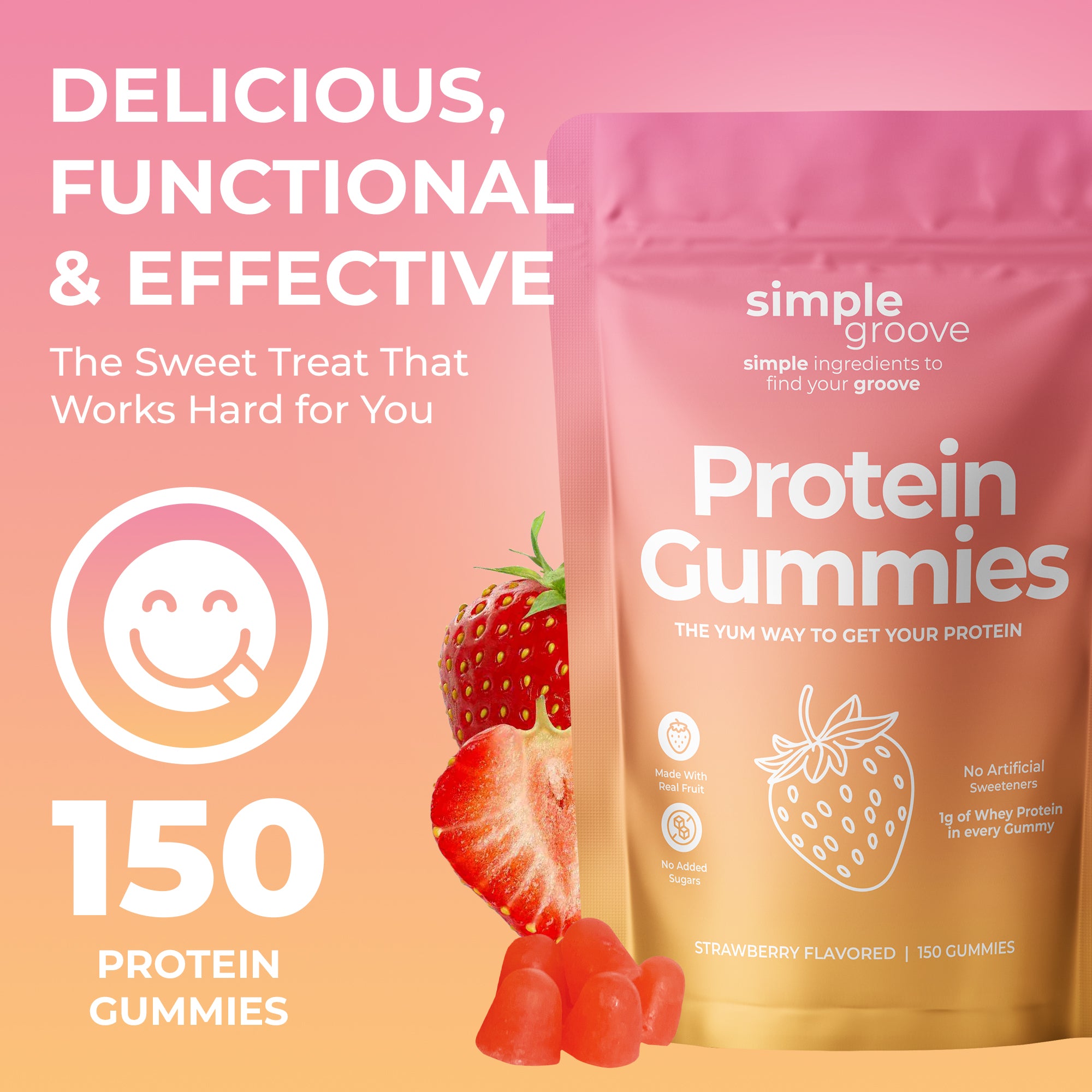 Protein Gummies | Strawberry | 150 count