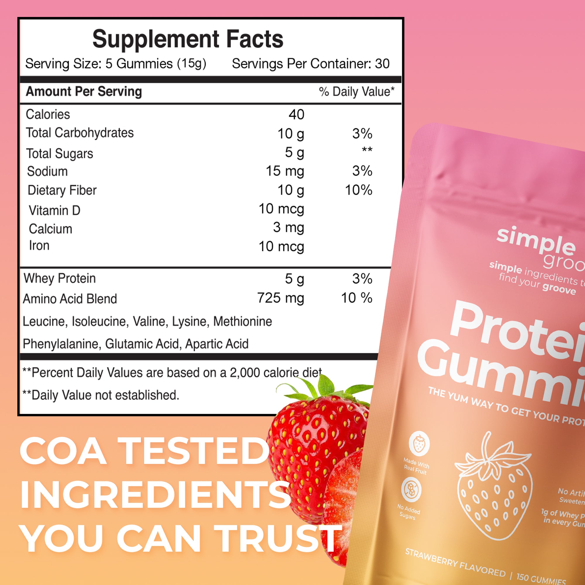 Protein Gummies | Strawberry | 150 count